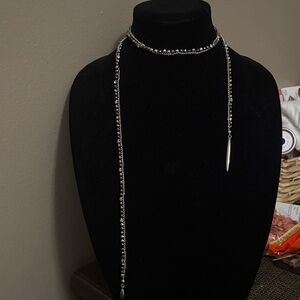 Delicate Silver-Tone Beaded Wrap Necklace
